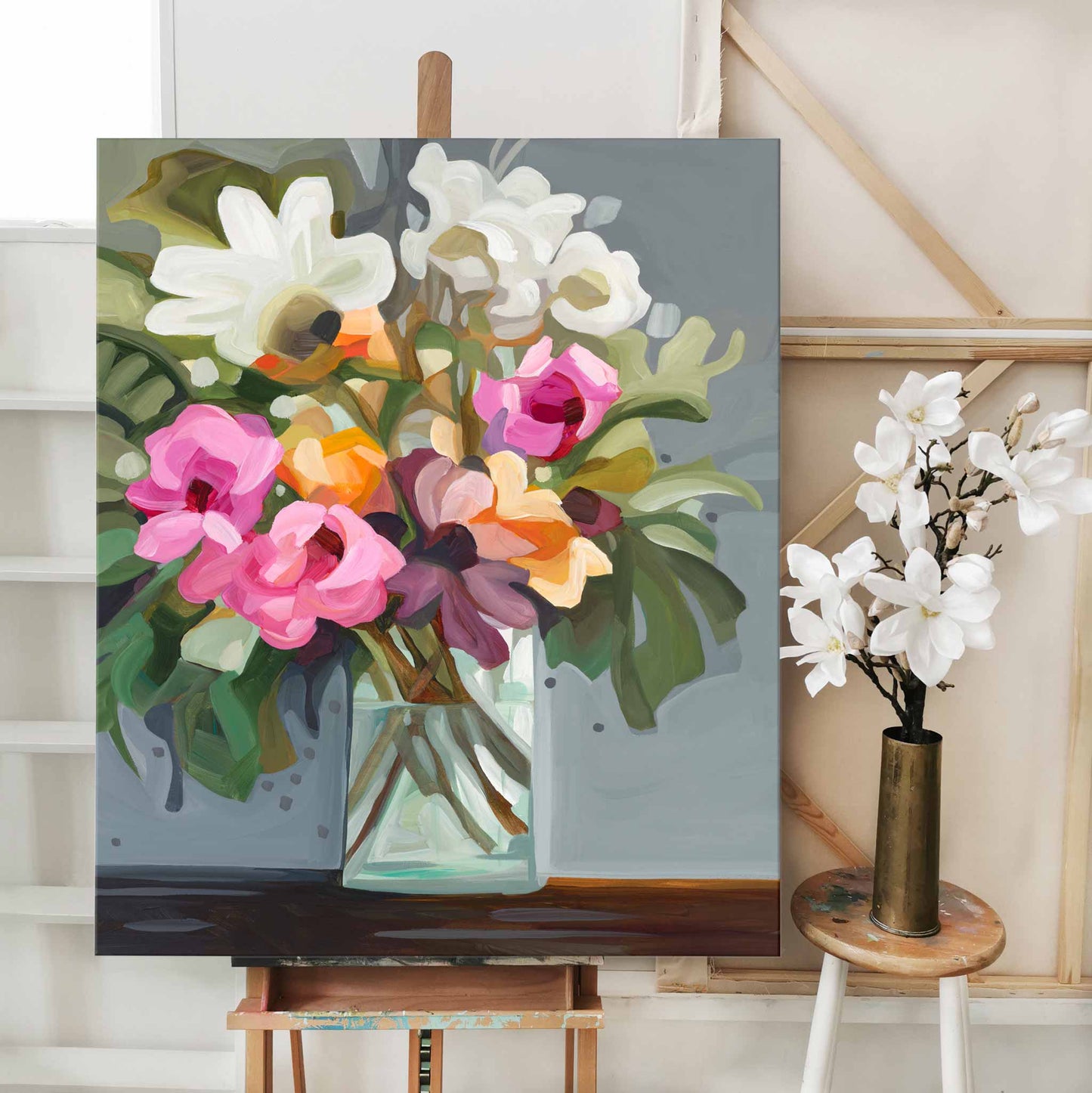 vertical floral bouquet painting felicity