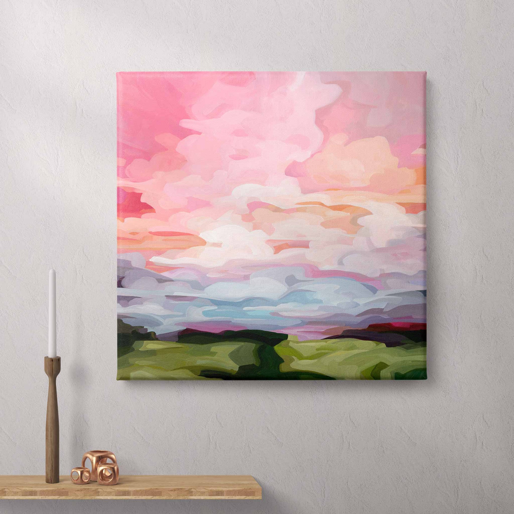 canvas art print of peach pink sky painting by Canadian abstract artist Susannah Bleasby