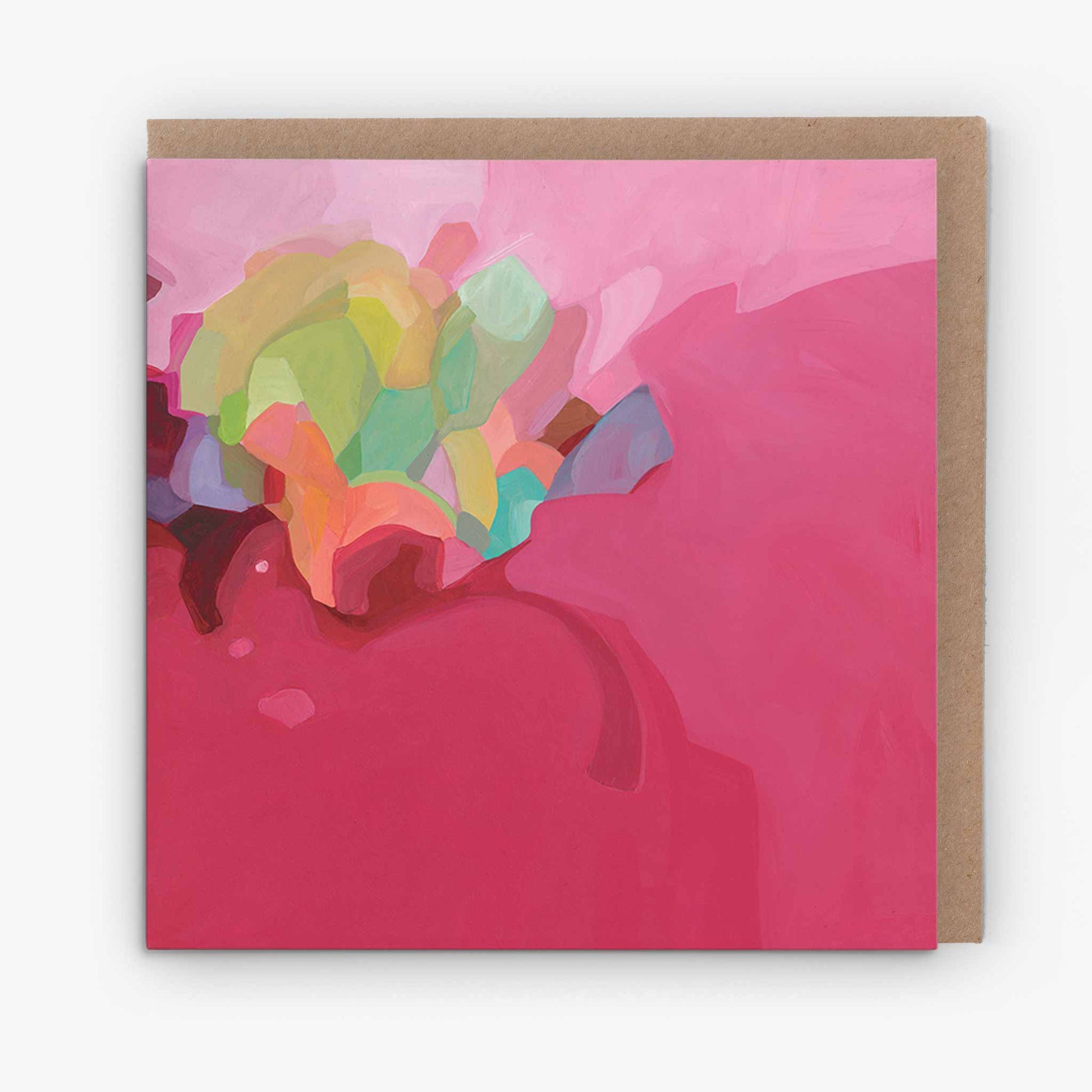 art card with kraft envelope created from a red abstract painting