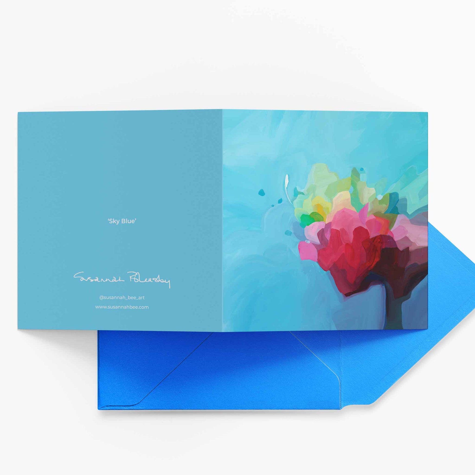 abstract greeting card UK paired with blue envelope