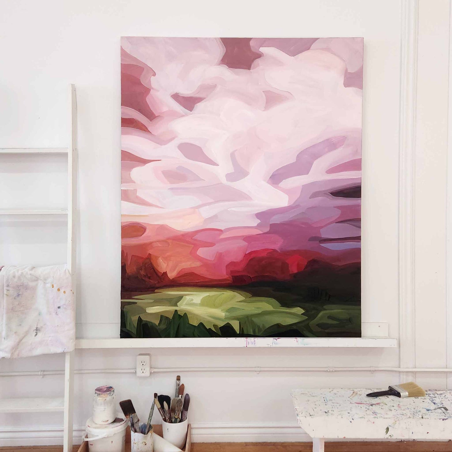 strawberry pink sky painting