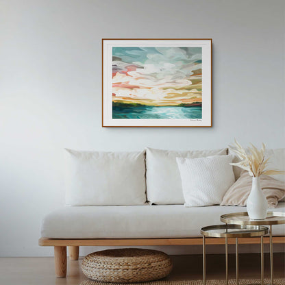 Fine art print of Aurora abstract sky painting by Canadian abstract artist Susannah Bleasby