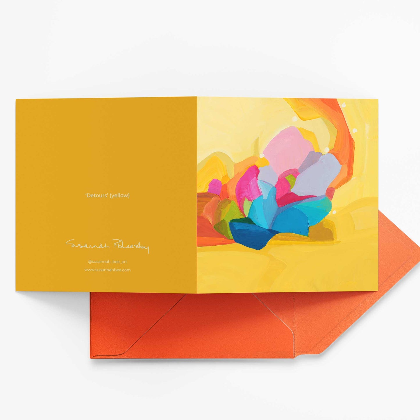 abstract art greeting card uk with orange envelope