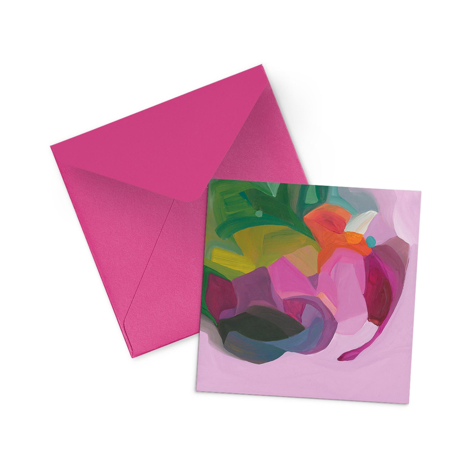 abstract art card with fuchsia envelope