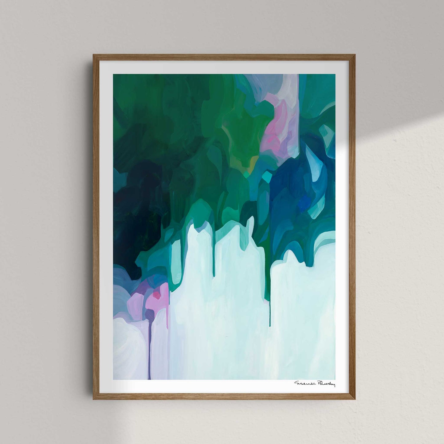 blue and green abstract art print created from an acrylic abstract painting