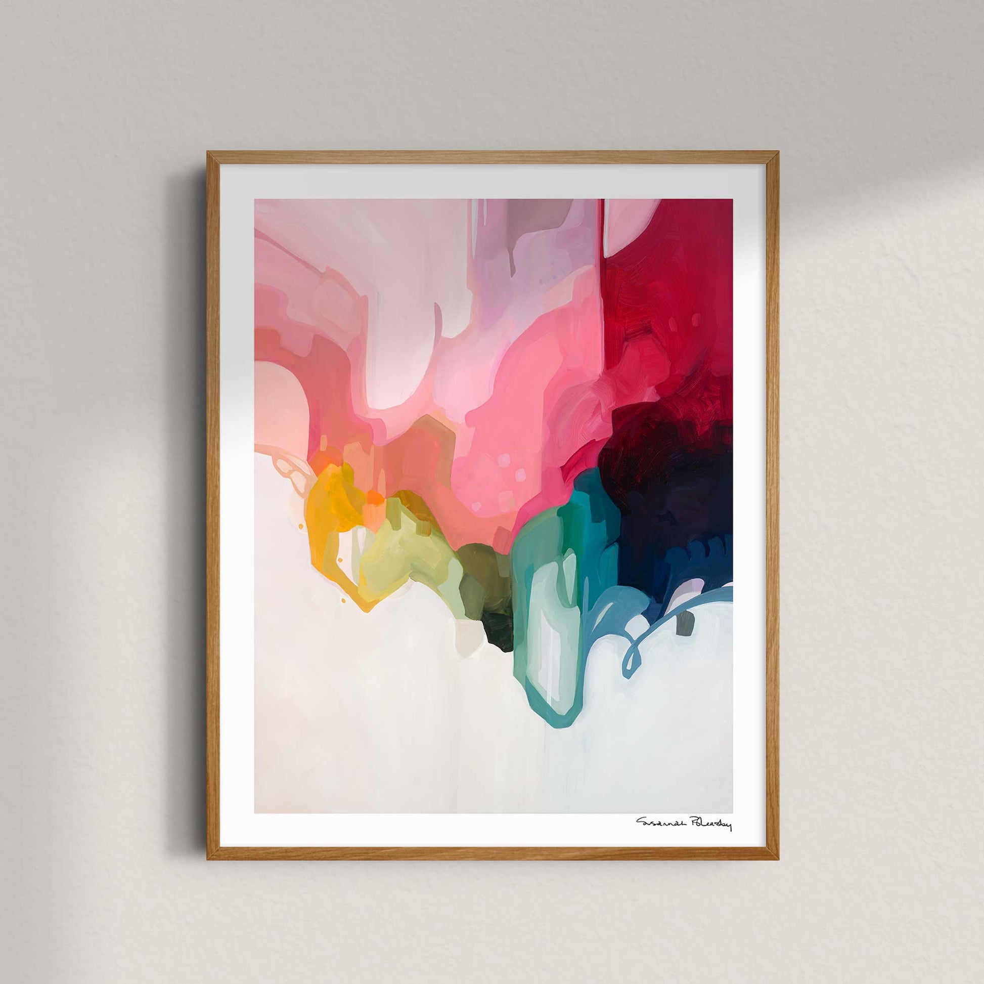 vertical wall art print of a modern abstract painting in vibrant colors
