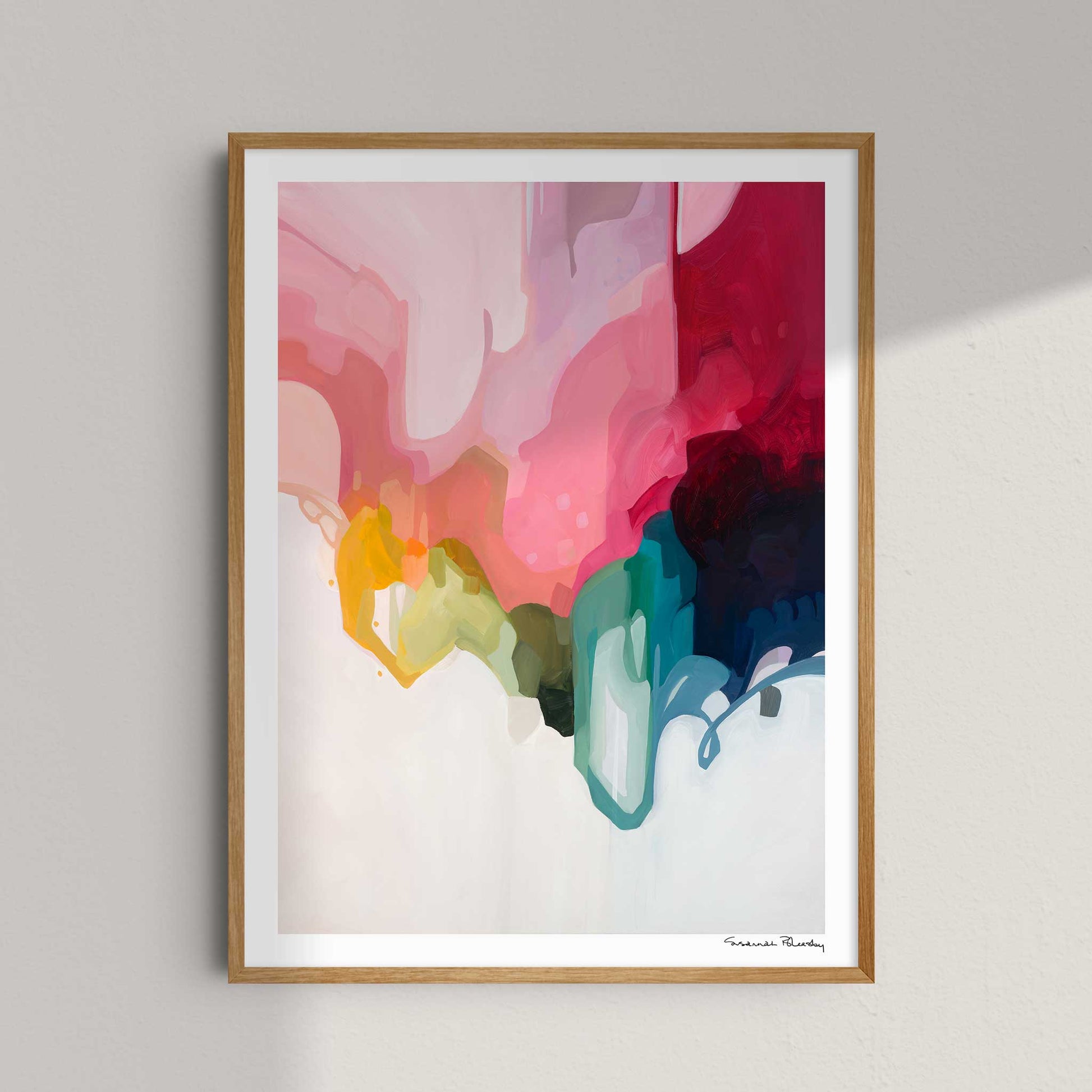 framed vertical art print of modern color abstract painting