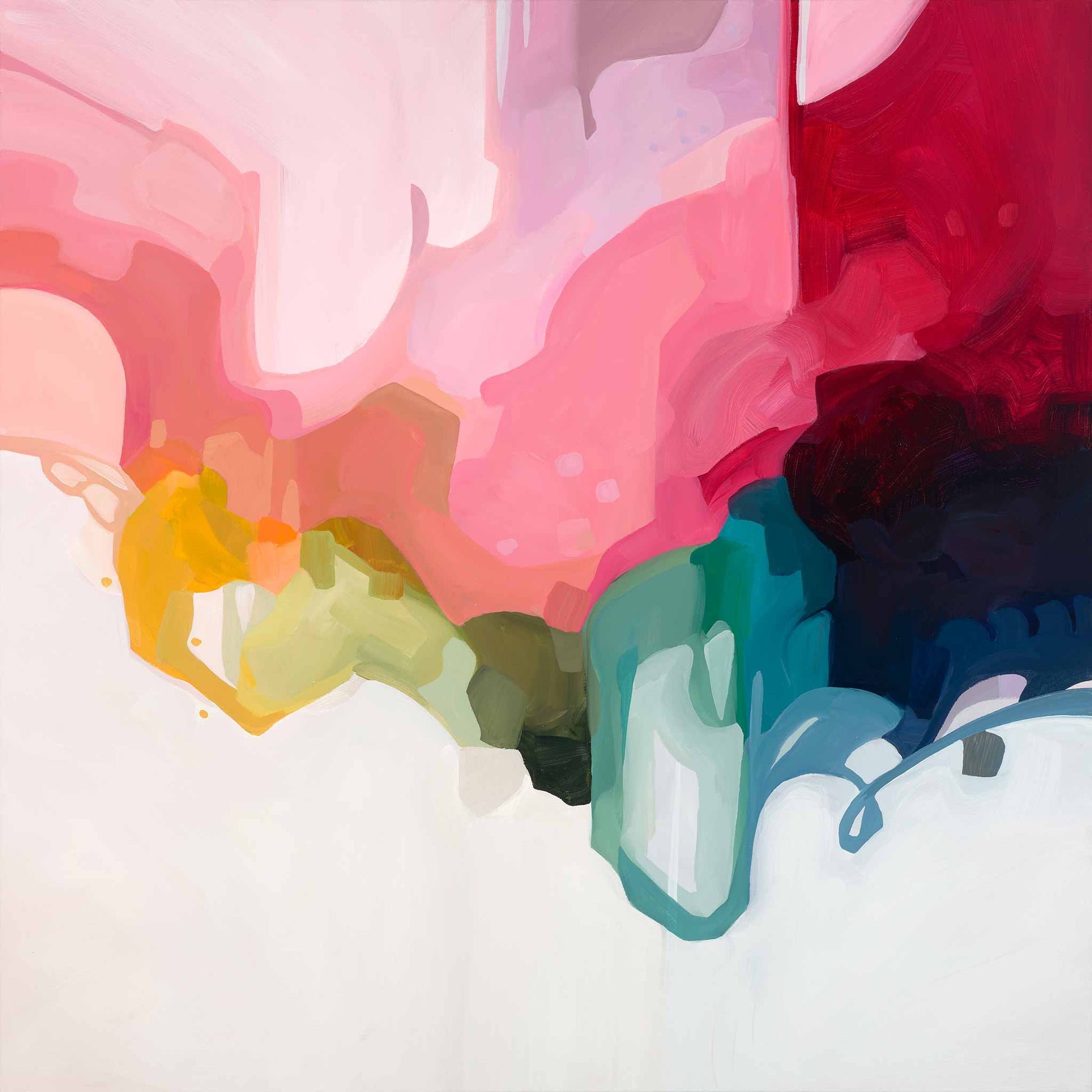 contemporary abstract painting in rainbow palette