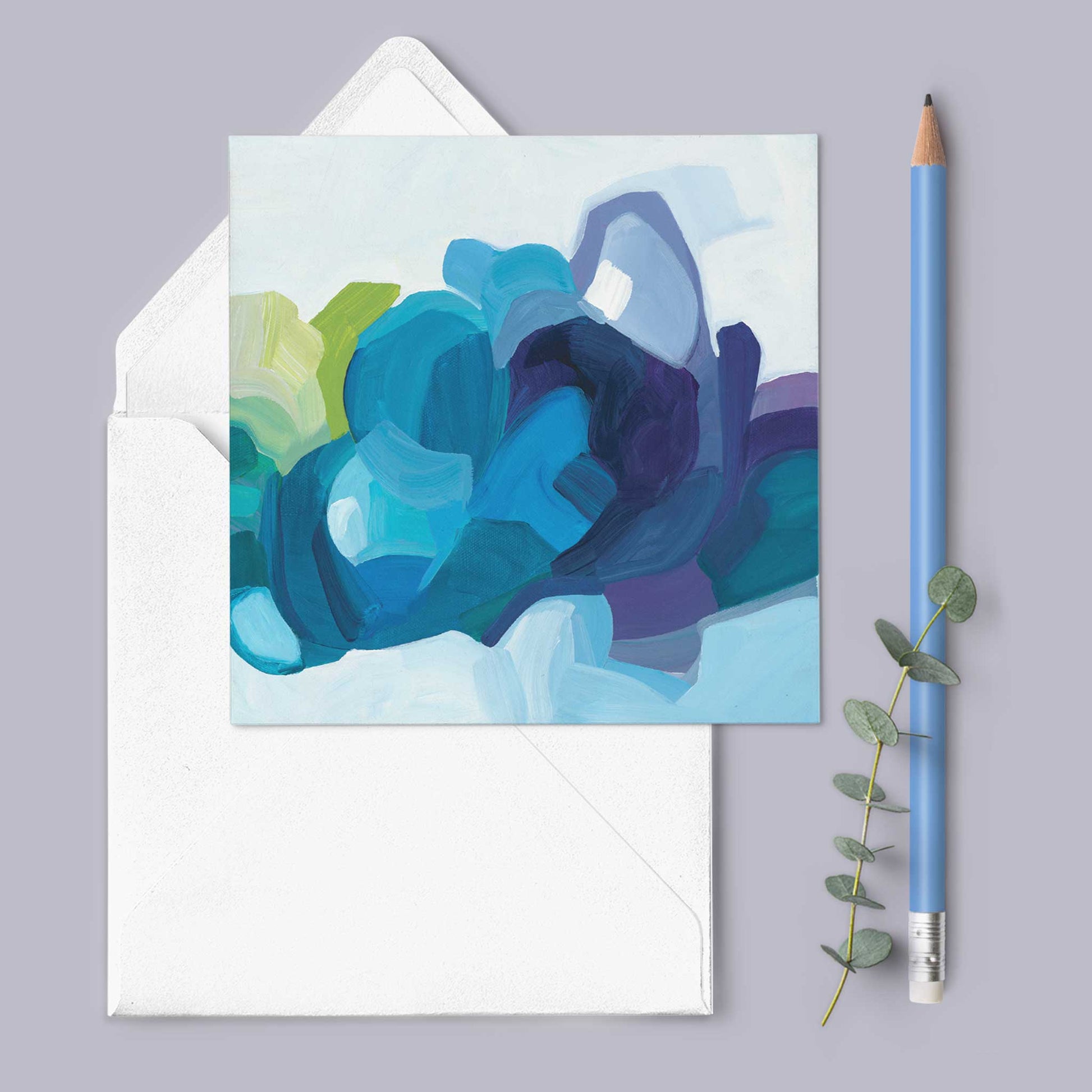 abstract blue blank greeting card UK