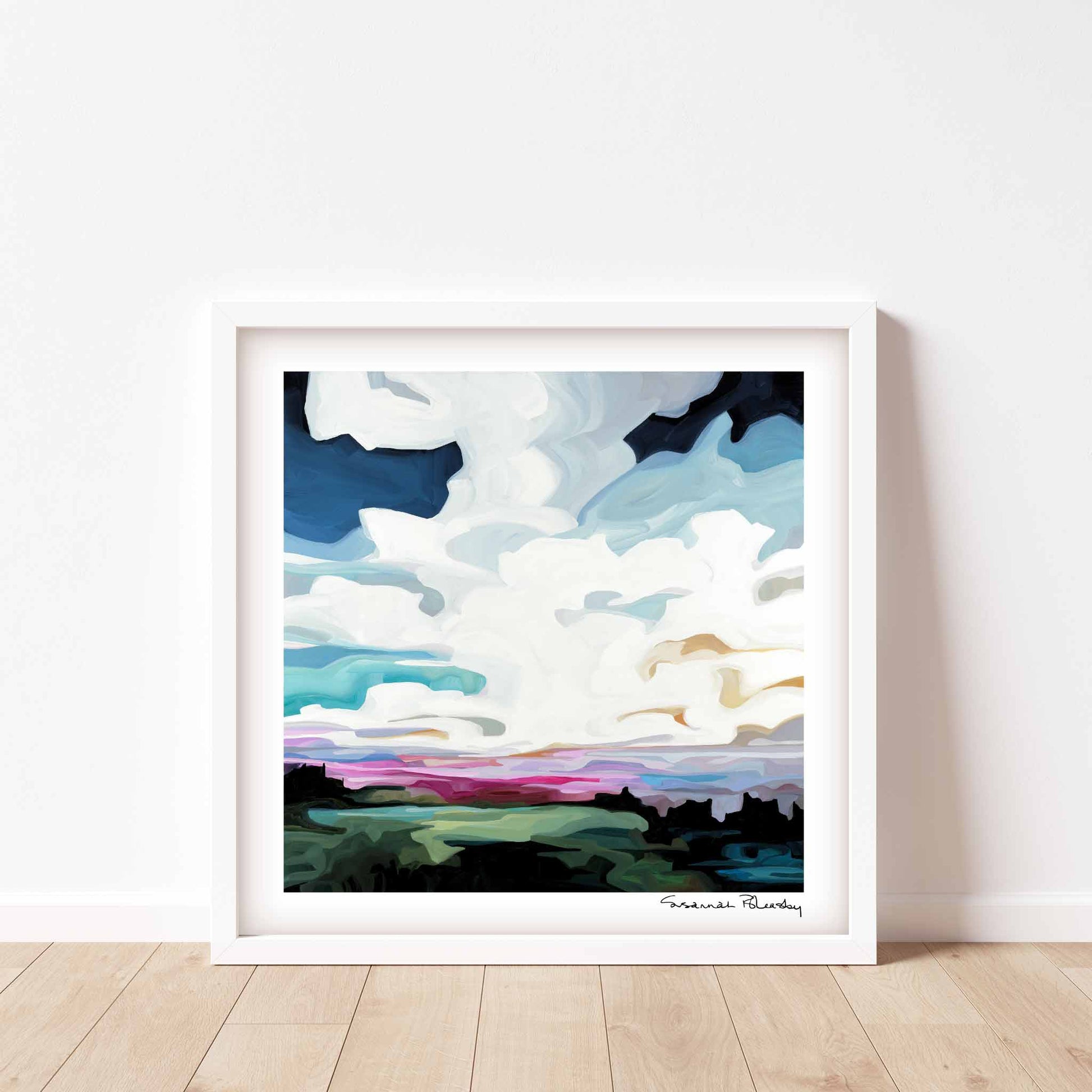 abstract evening sky painting wall art print 12x12