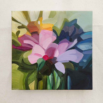 bright abstract floral painting on canvas