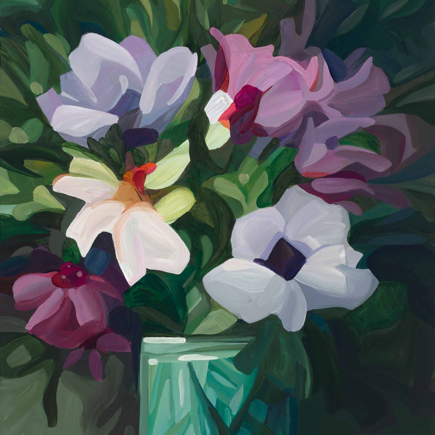 purple abstract floral painting wall art print wildthing 2430-4