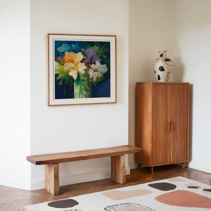 large abstract floral painting in entrance hallway wildthing 24-1