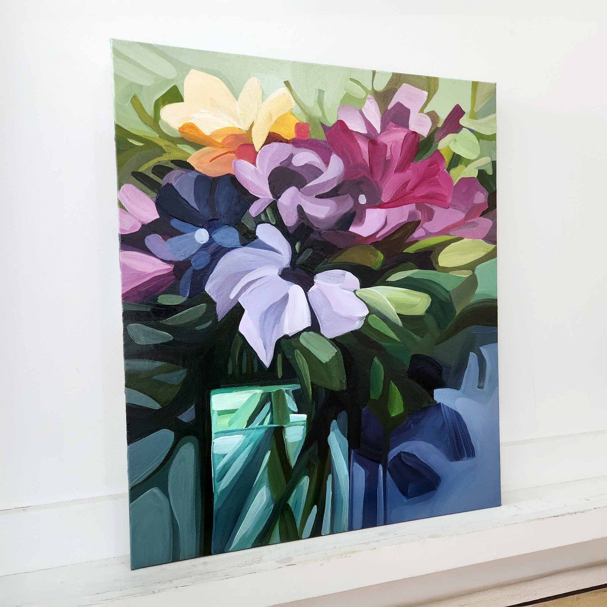 bright abstract flower painting
