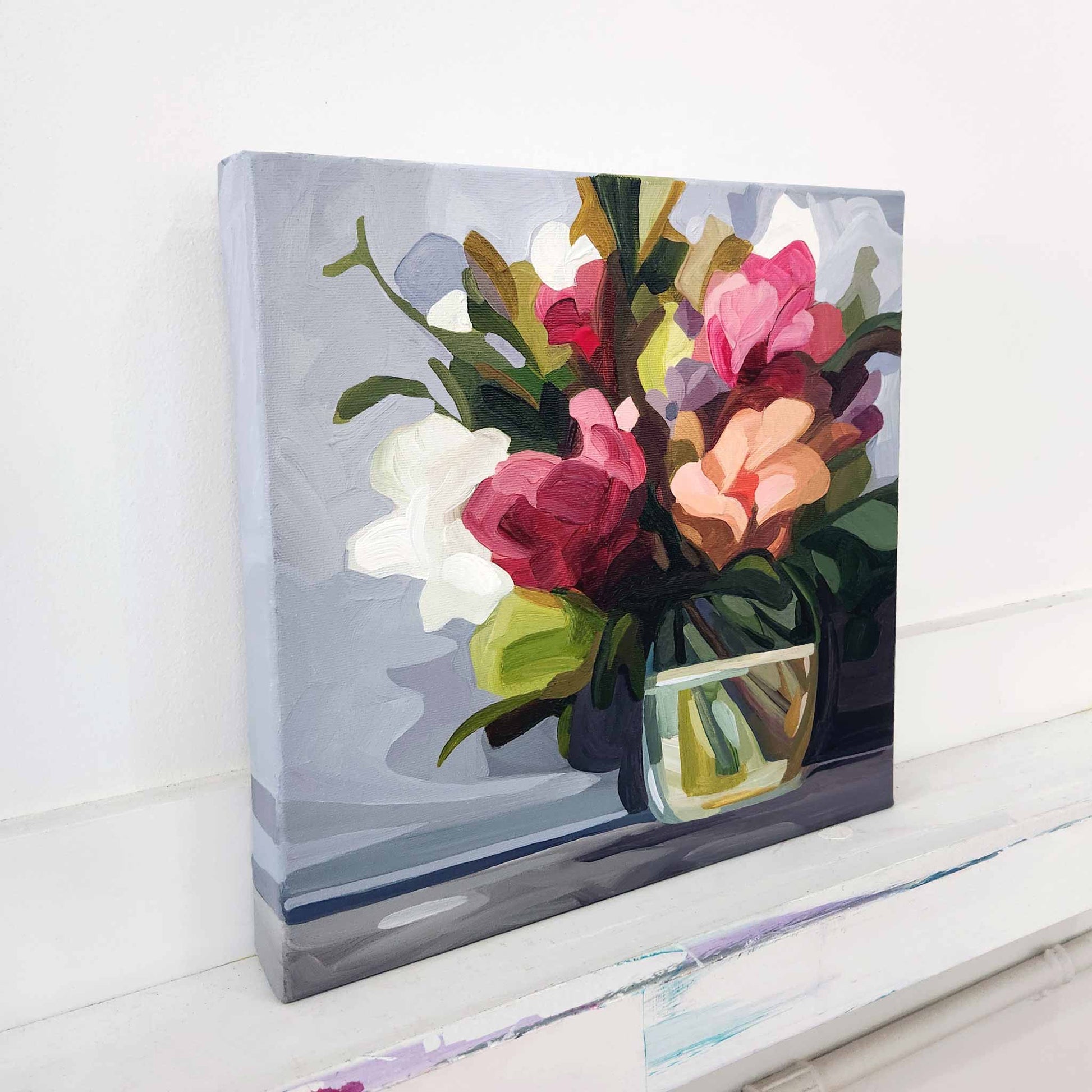 12x12 abstract flowers in vae painting