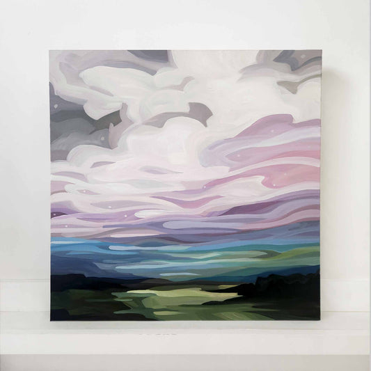 abstrat landscape painting 24-7 with a pastel coloured evening sky