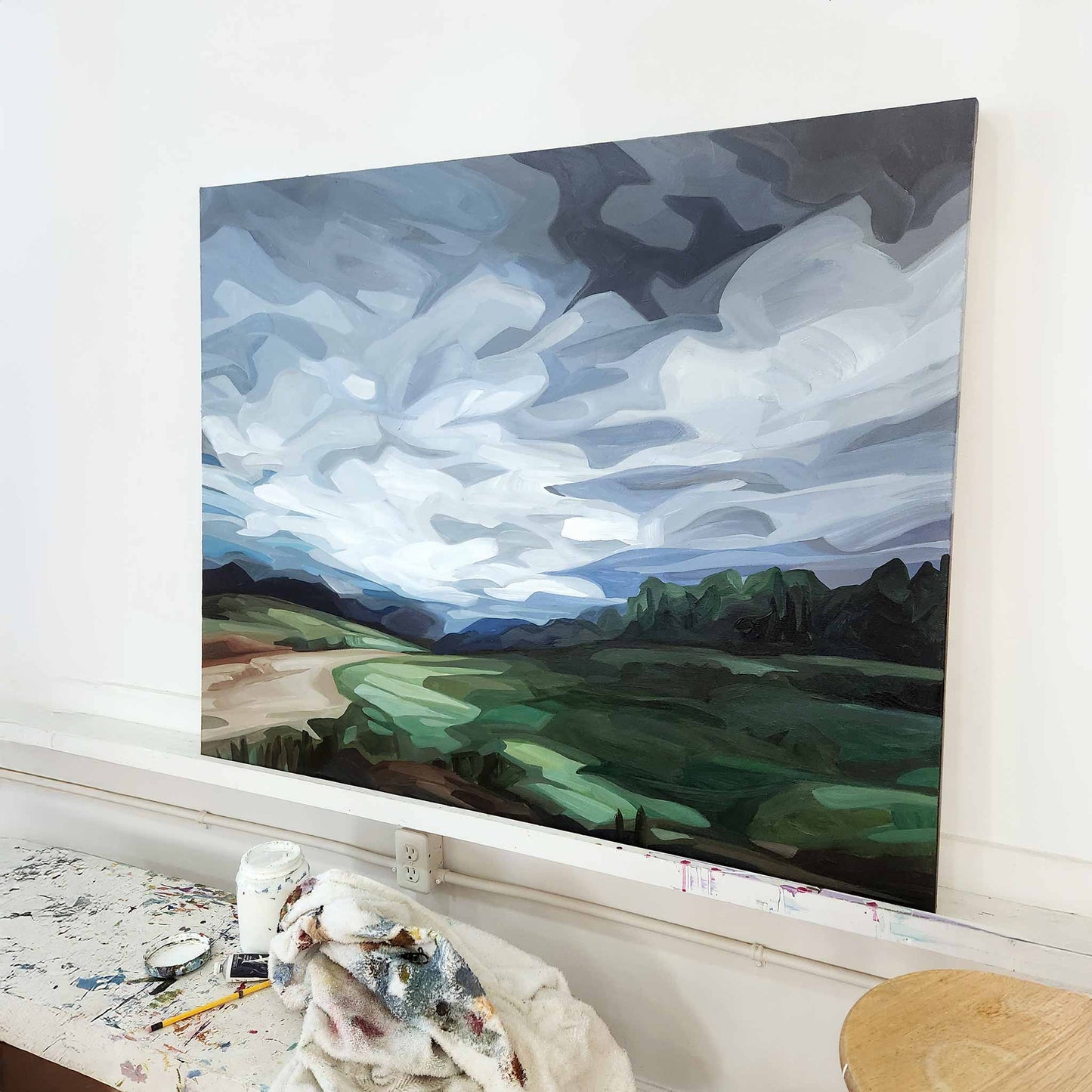 large abstract landscape painting cross country