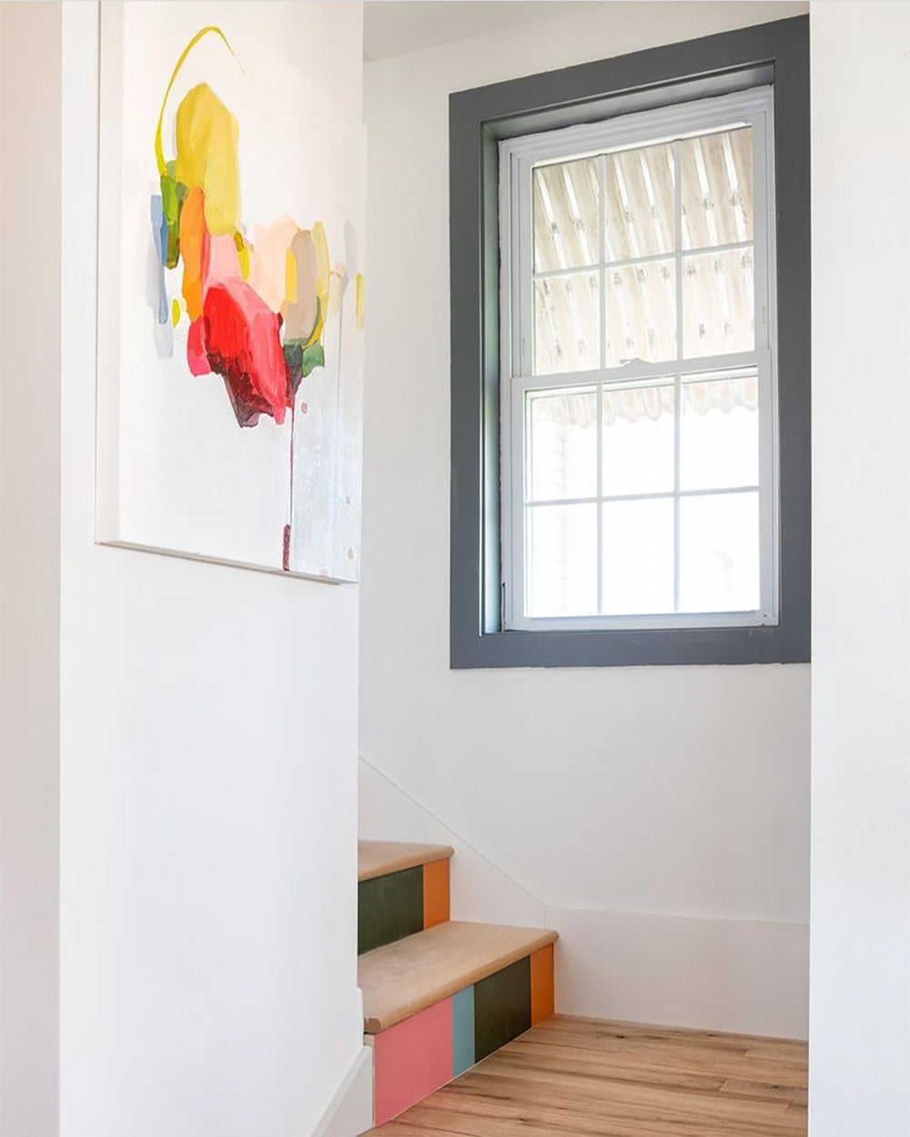 abstract painting in staircase