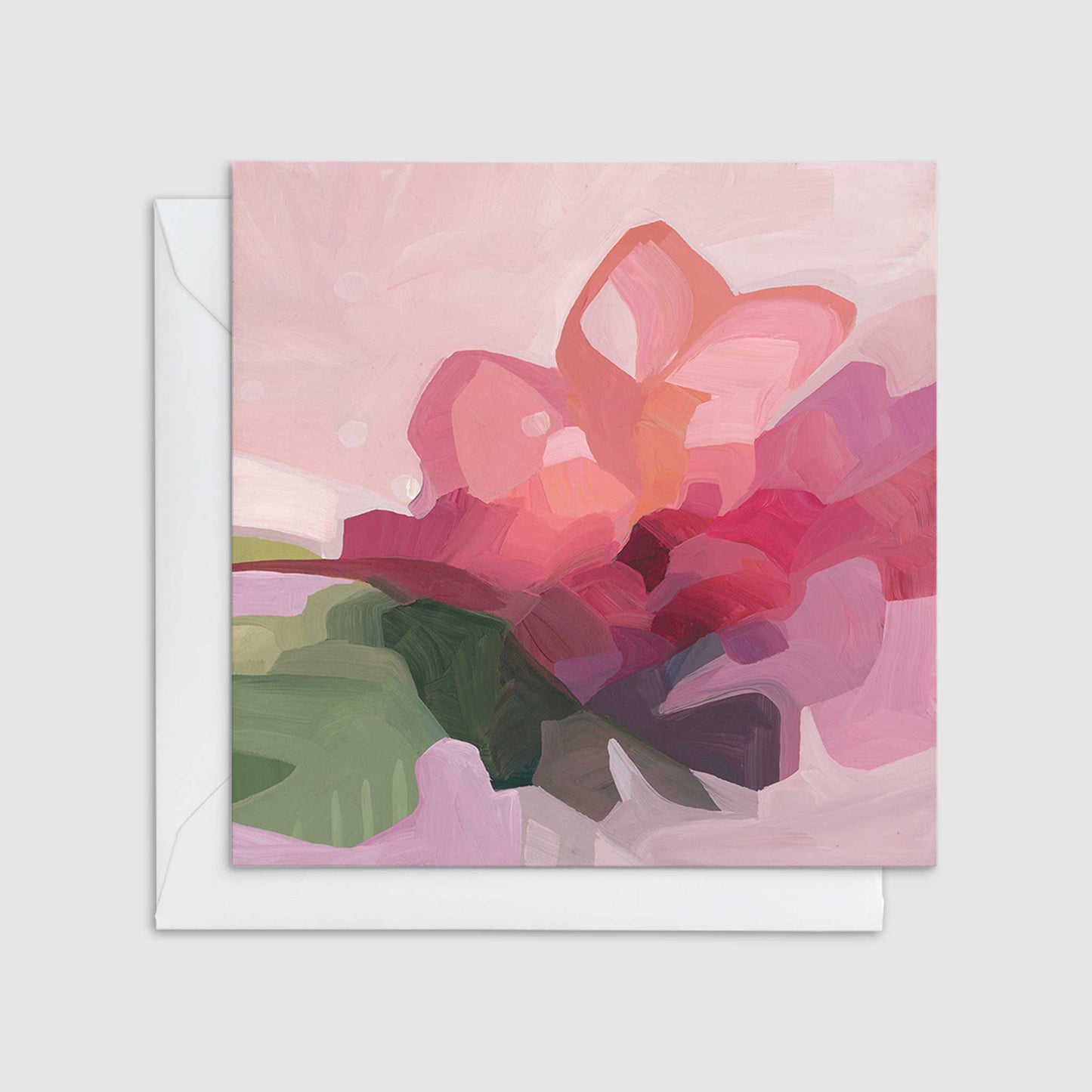 abstract pink flower art card with envelope