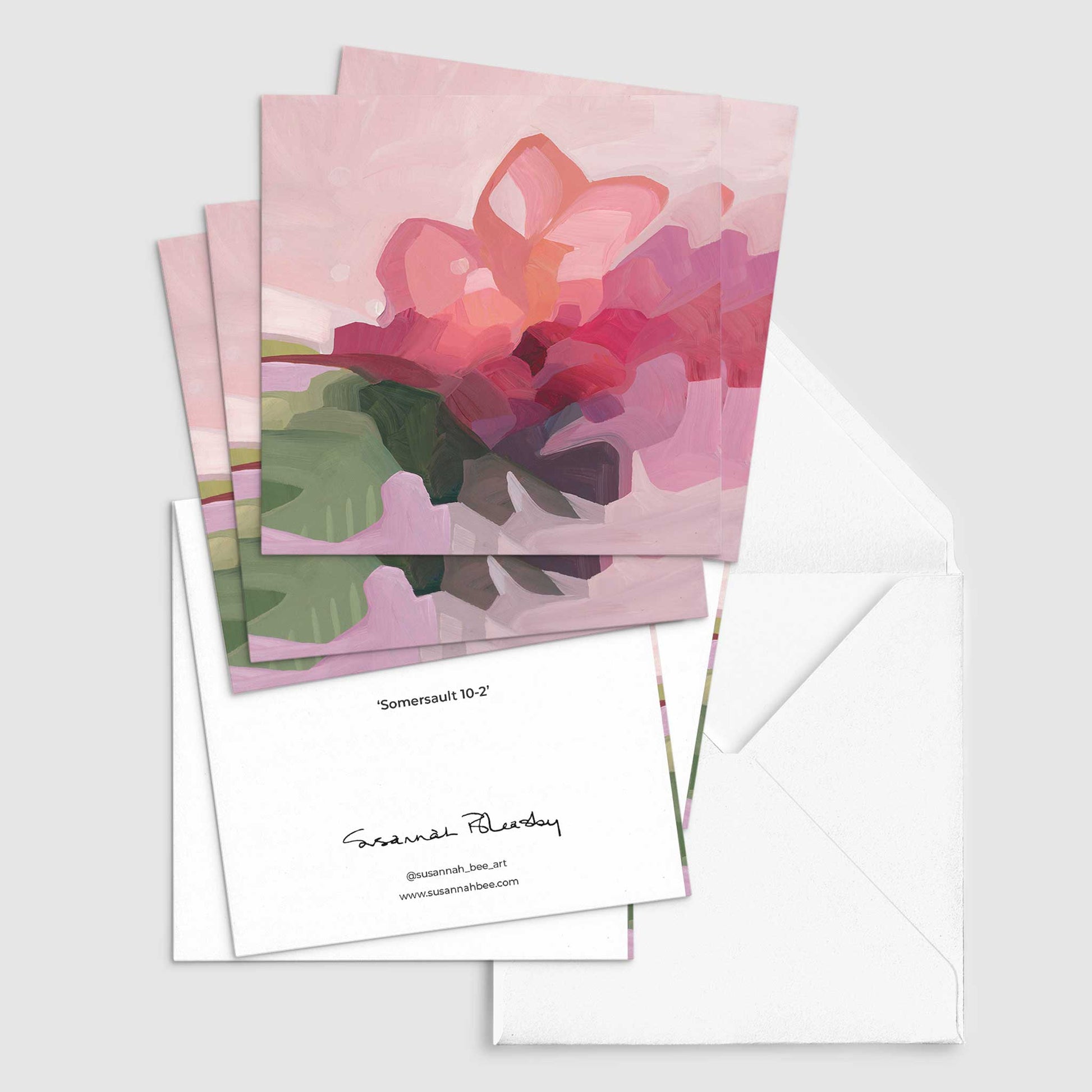 abstract pink flower art cards