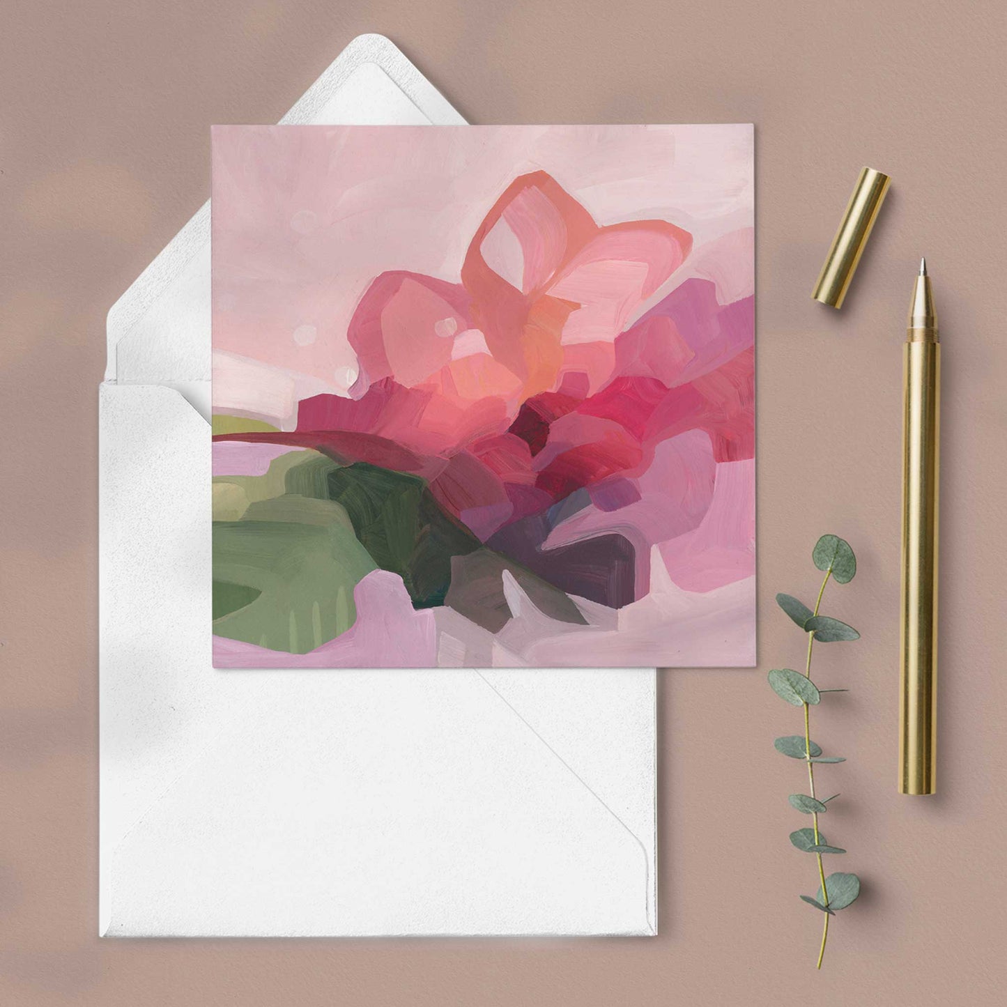 abstract pink flower greeting card