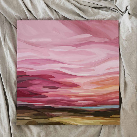 abstract pink landscape painting