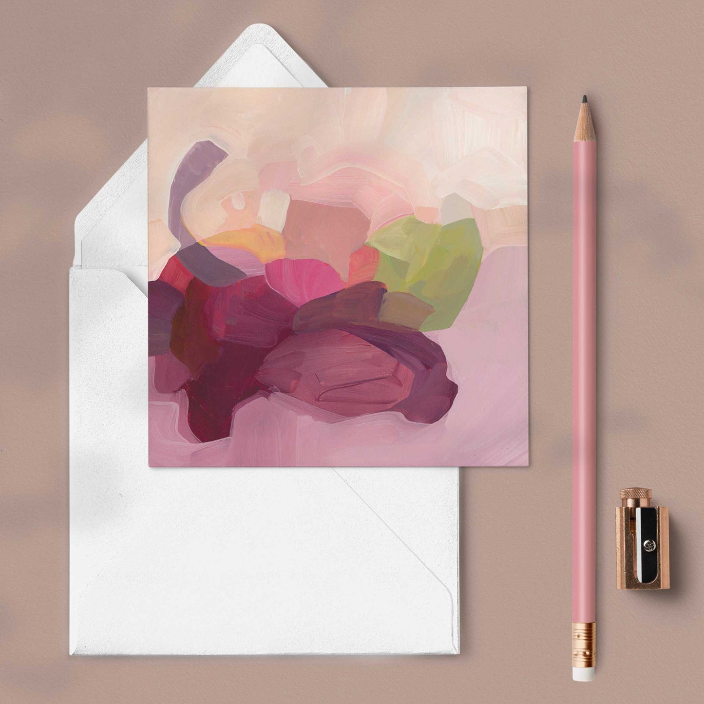 abstract purple flower blank art card