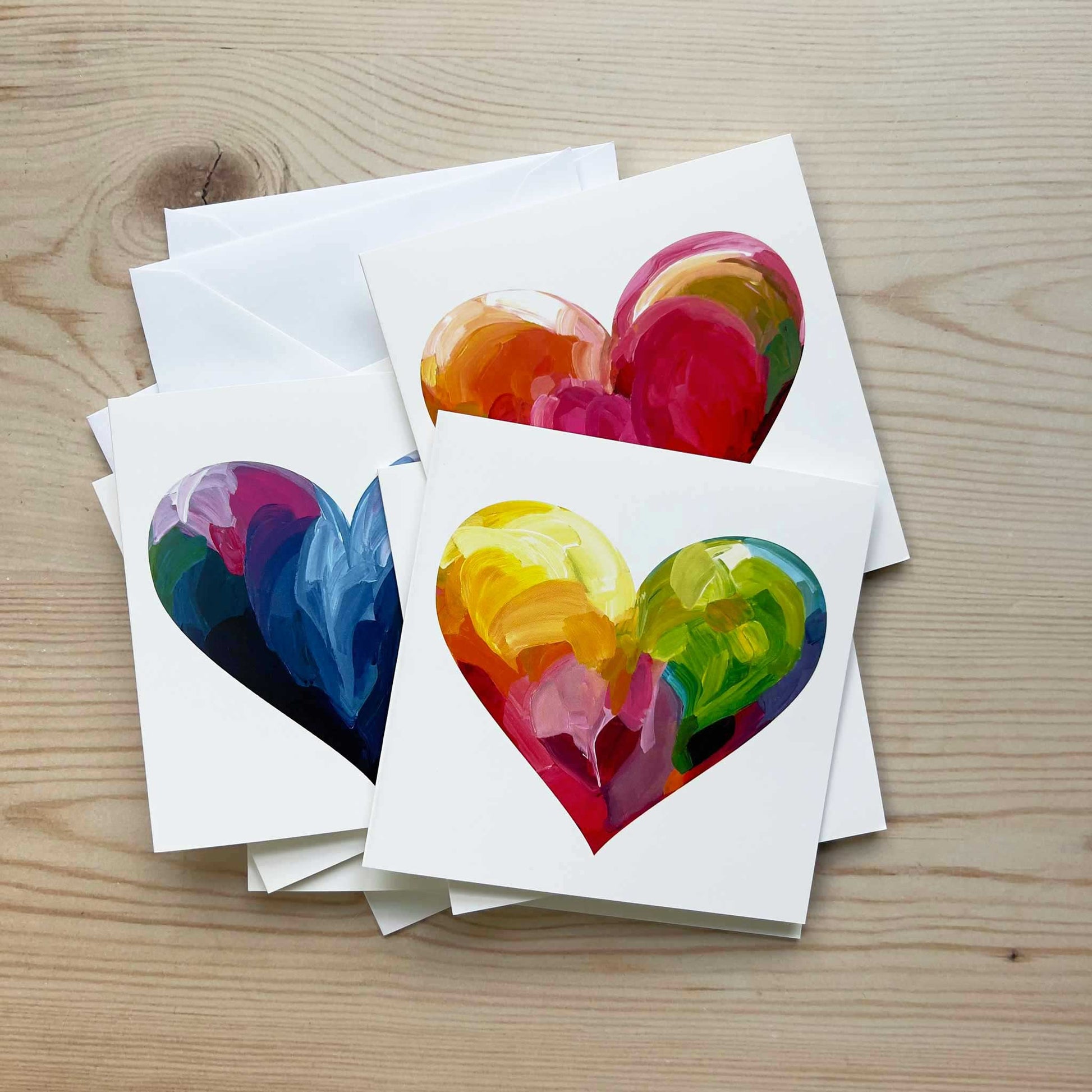 Modern Pride friendship greeting card with colourful abstract heart artwork