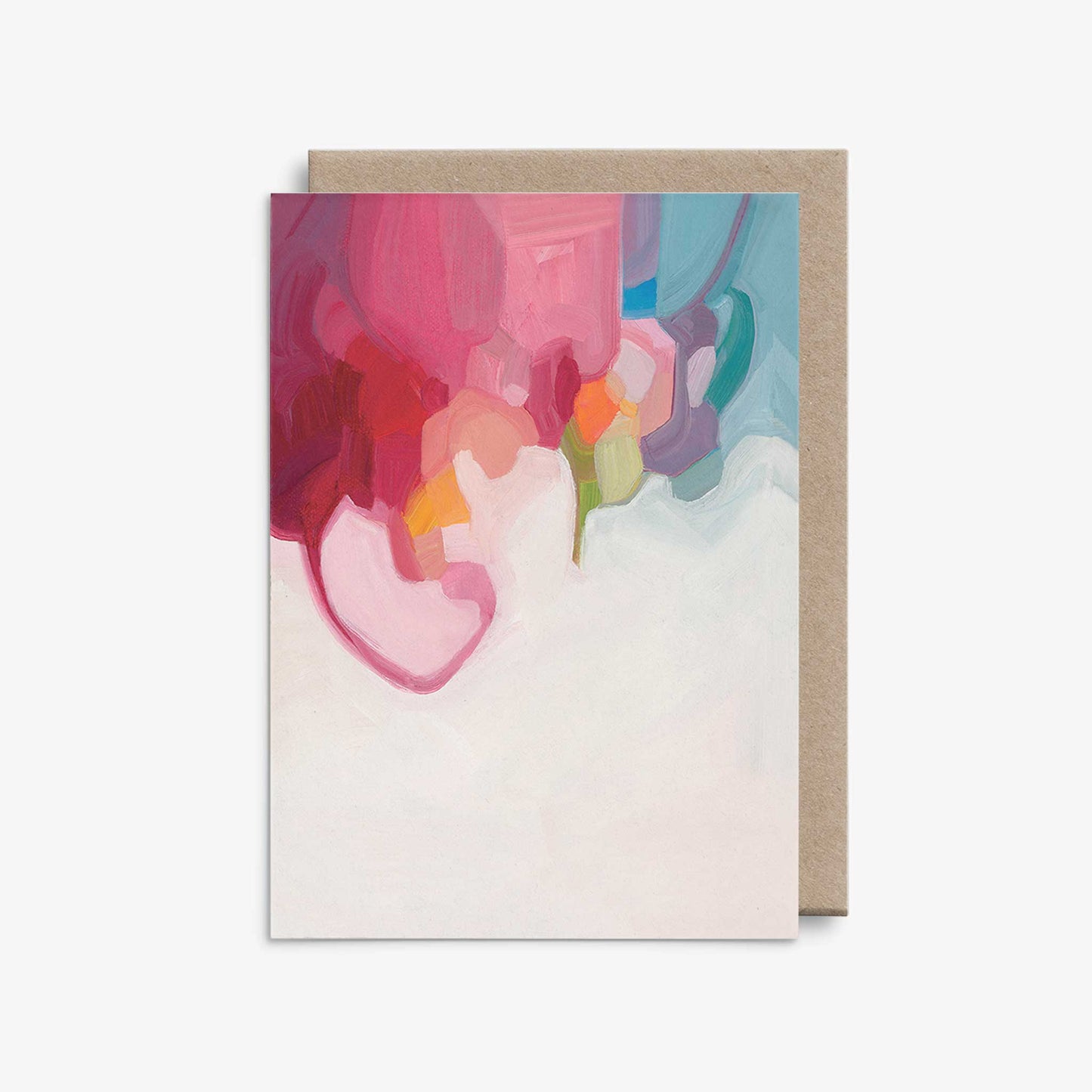 abstract rainbow painting artist greeting card with kraft envelope