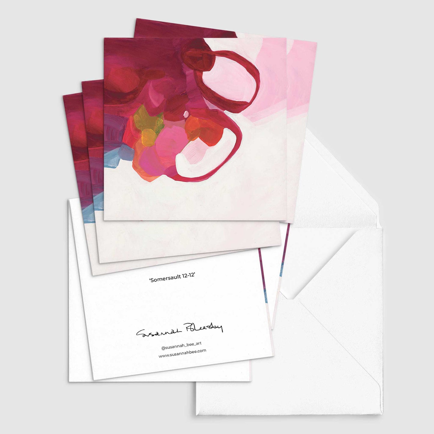 abstract red art greeting cards with envelopes