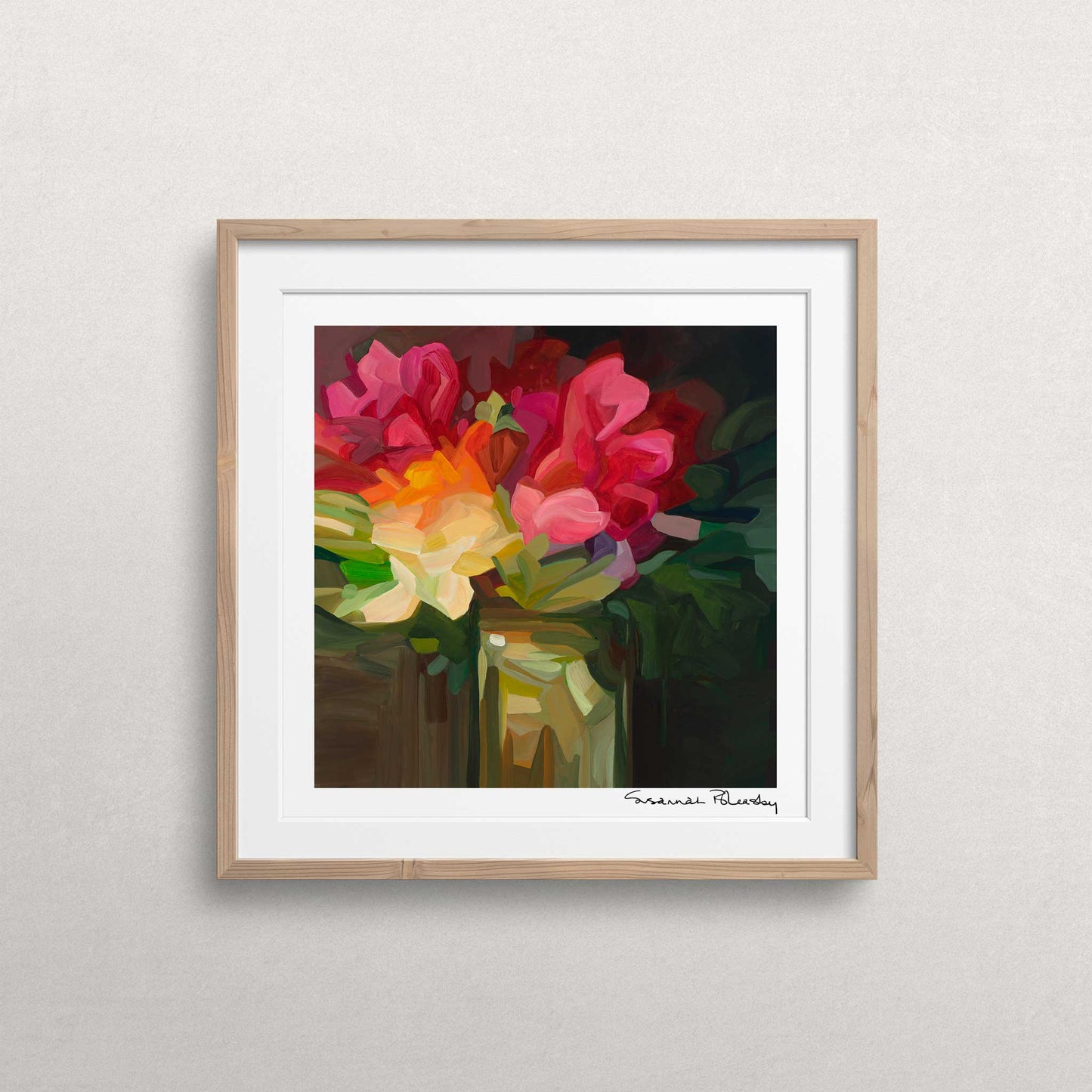 abstract red flower painting wall art print wildthing 24-2