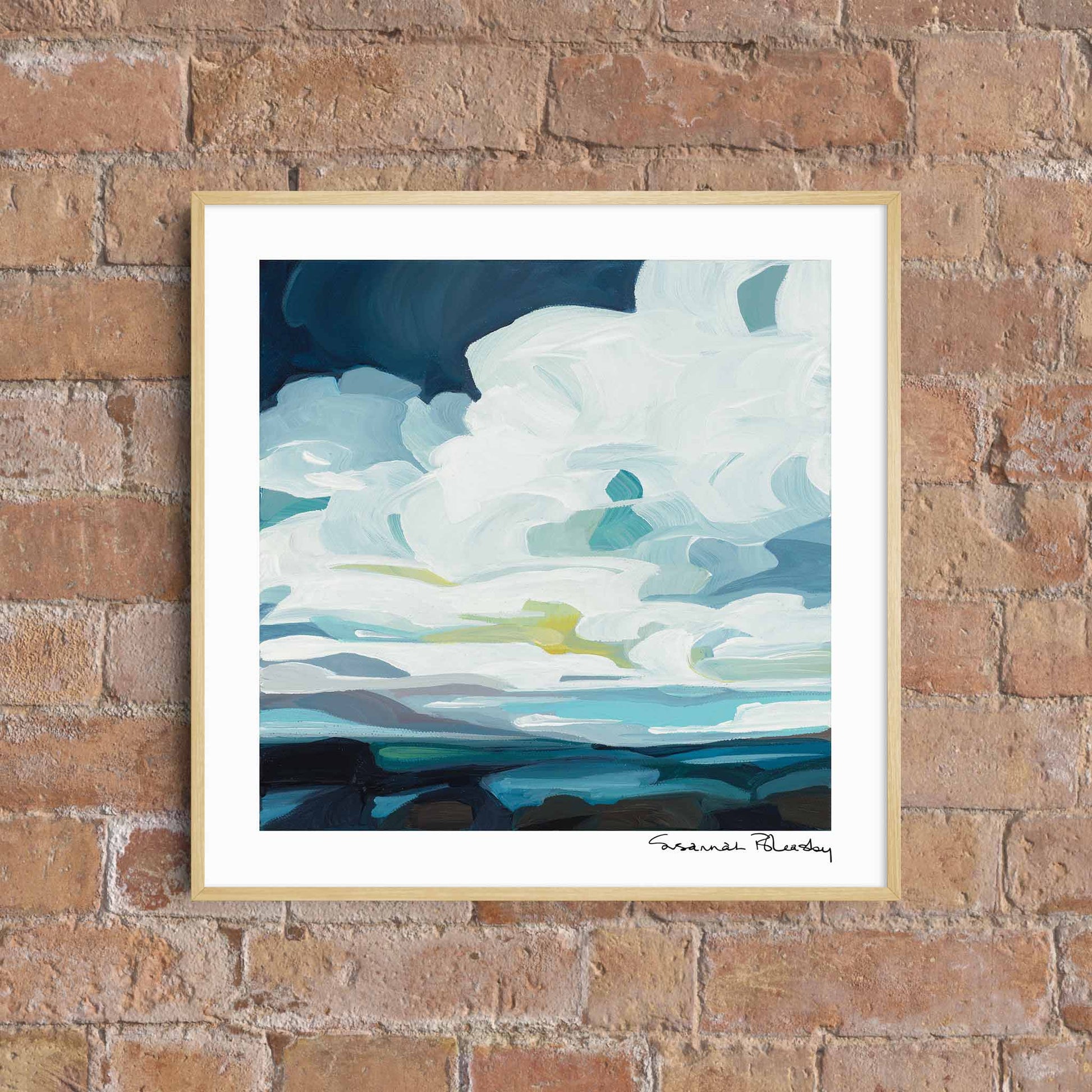art print of abstract sky painting over ocean coast