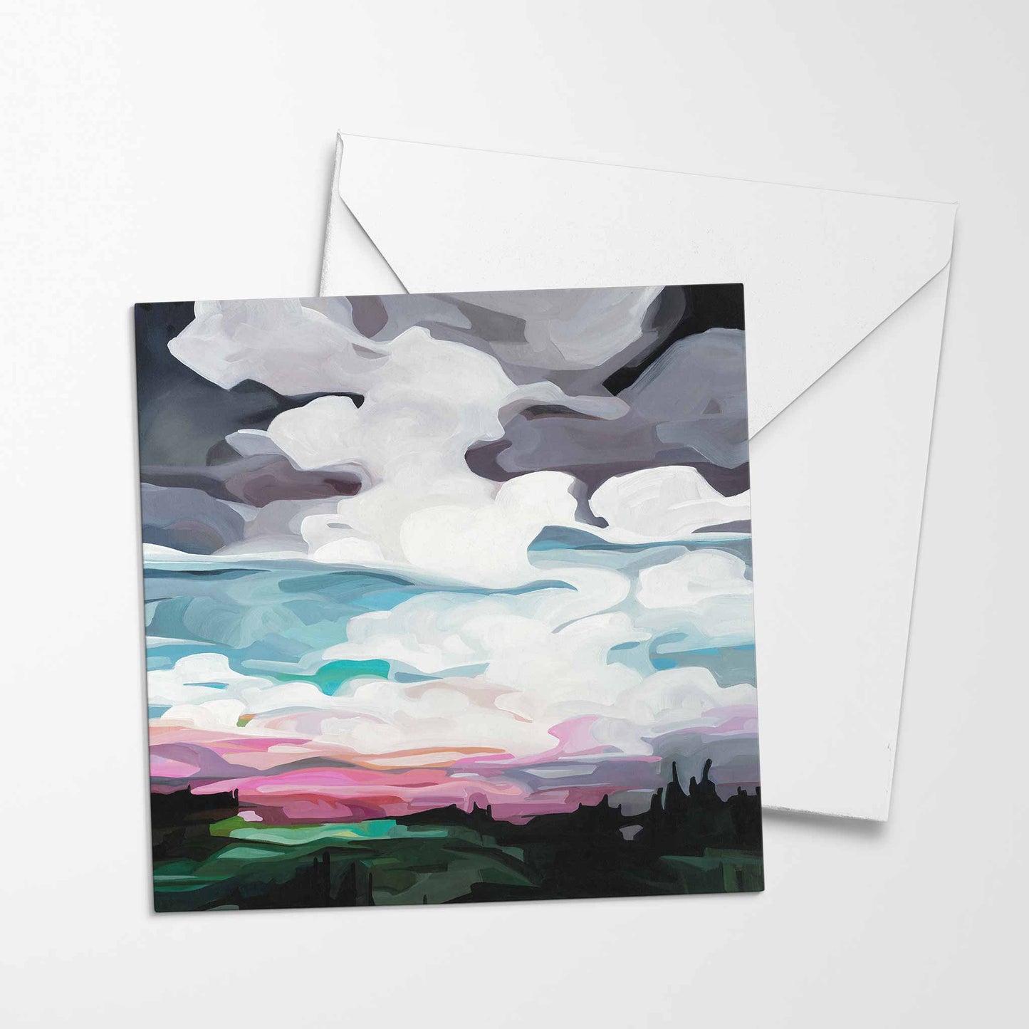 abstract sunset blank greeting card UK