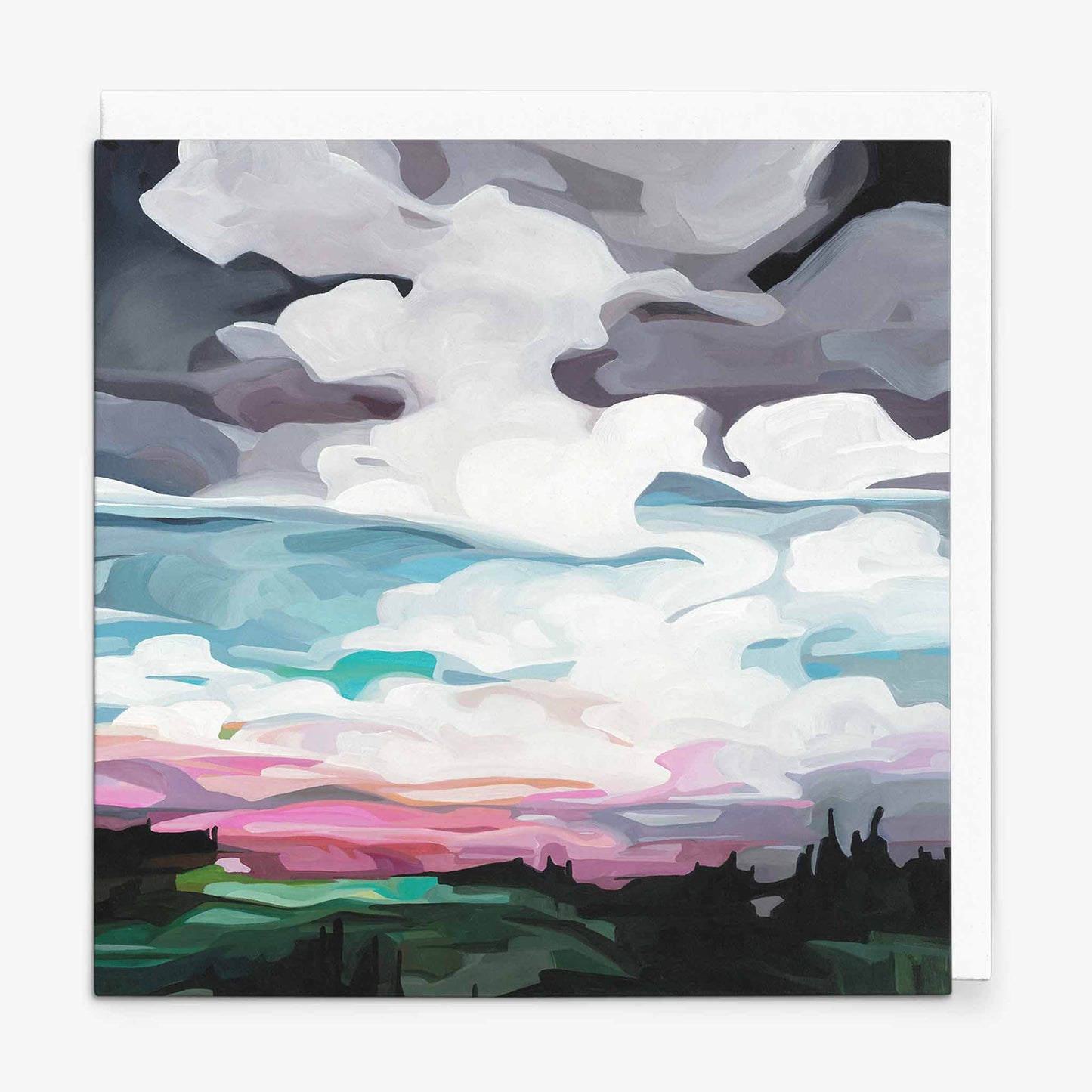 abstract sunset painting blank art card