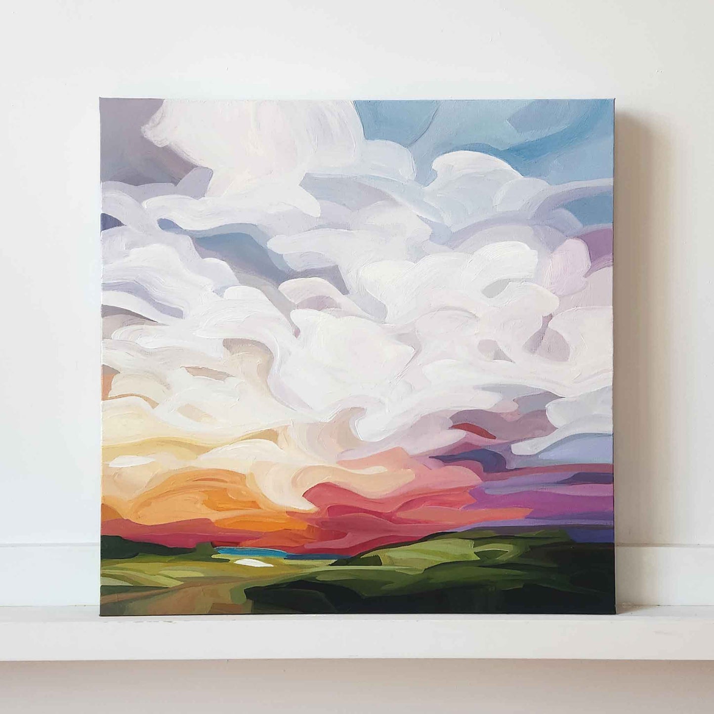 abstract sunset sky painting of a vibrant colorful sunset sky