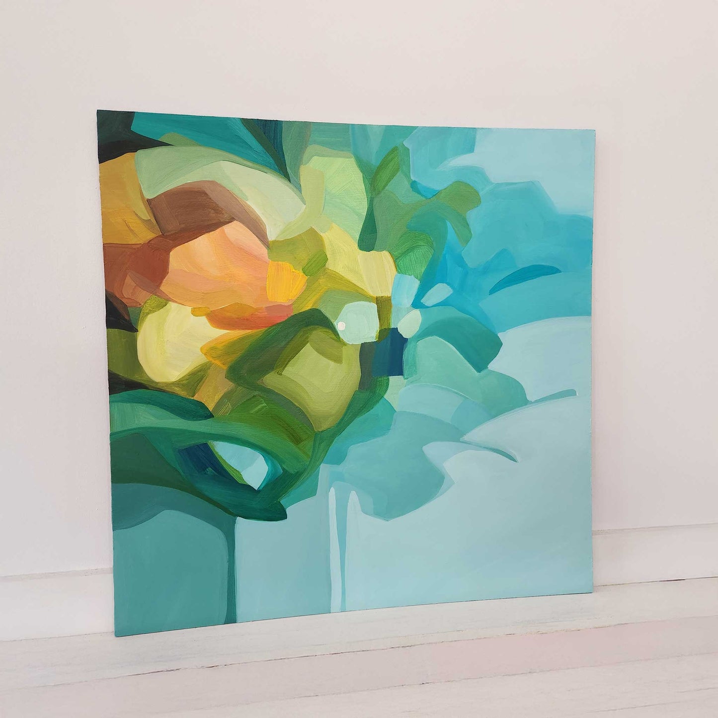 abstract teal painting cheers