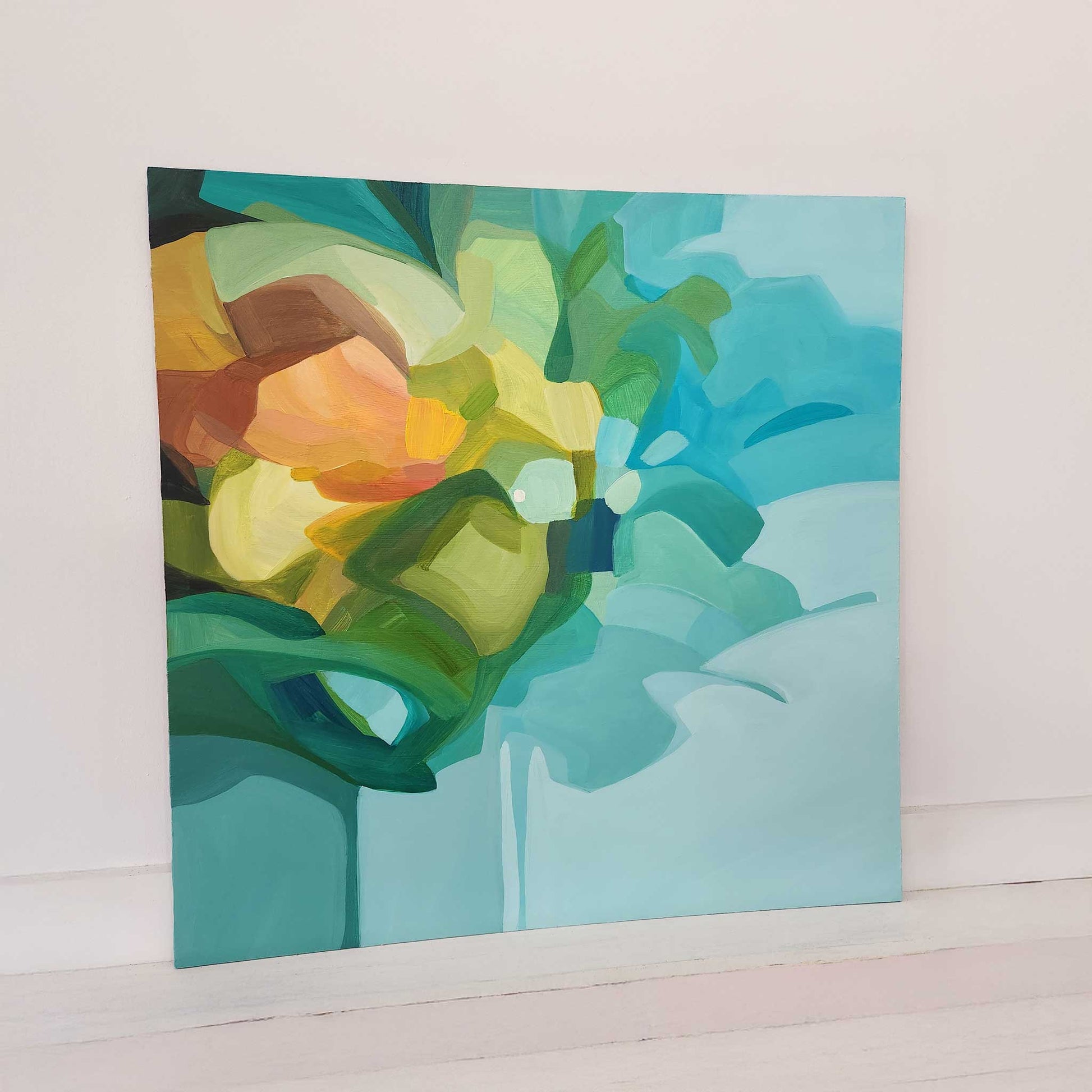 abstract teal painting cheers