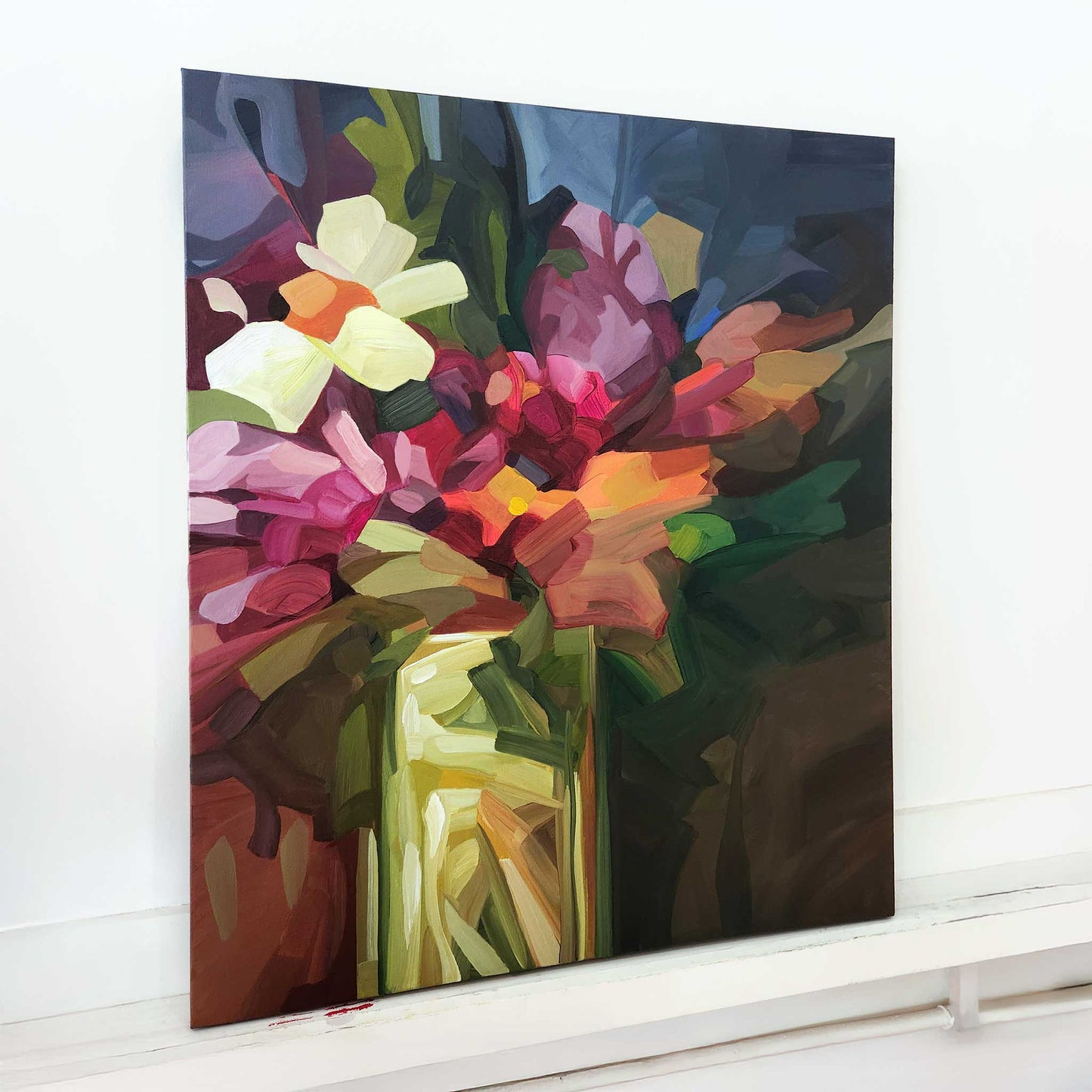 abstract wildflowers painting on canvas