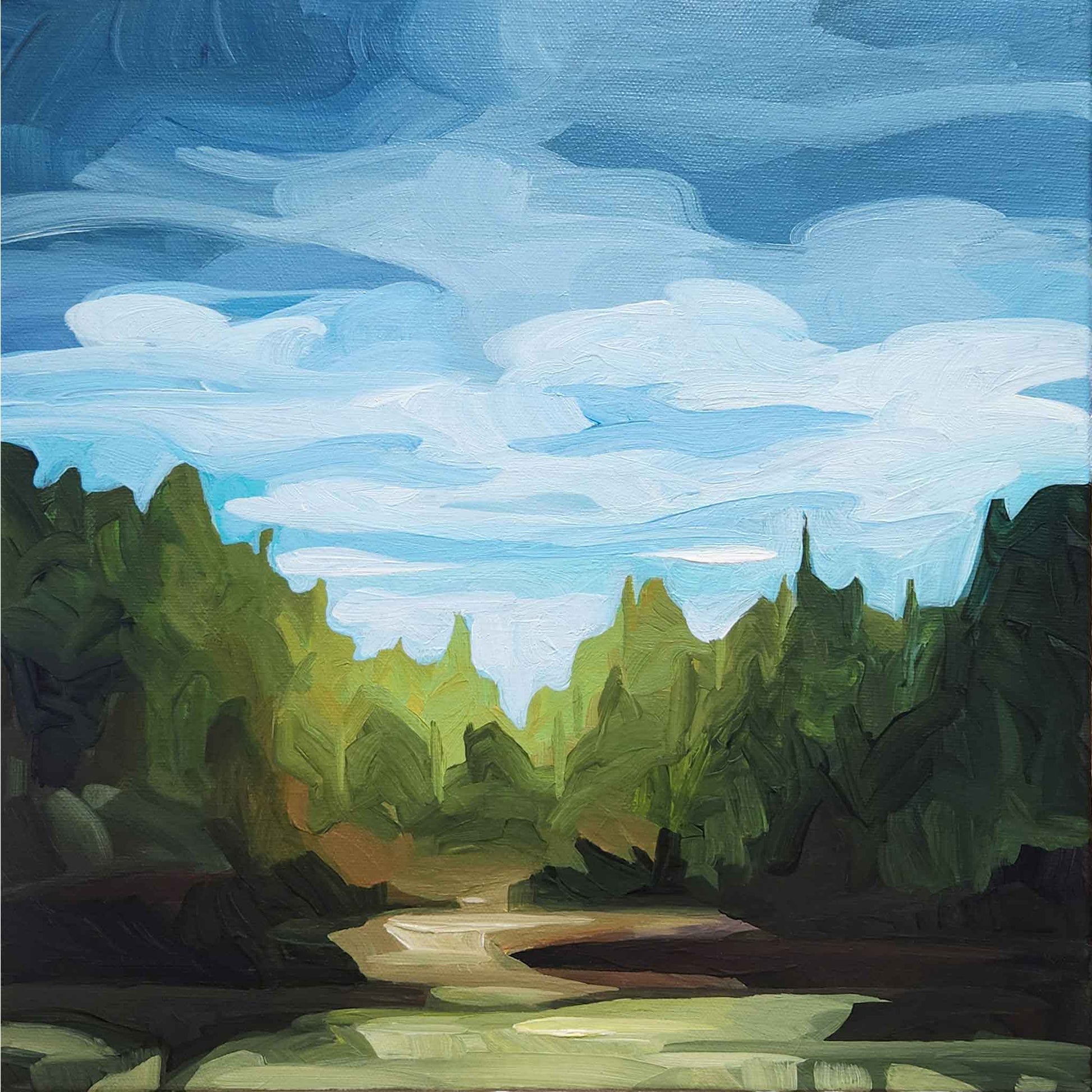 image of acrylic forest painting image