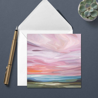 pink angora sky painting art card UK