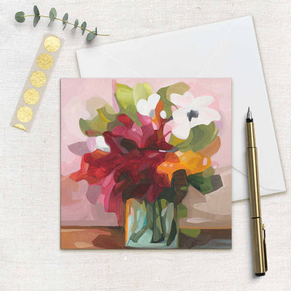 uk art cards withr ed floral abstract paintings