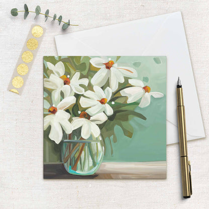 uk floral art cards with daisy painting