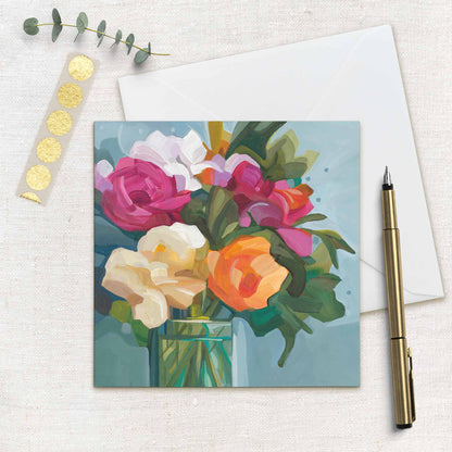 uk art cards bright flower bouquet