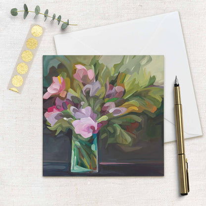 uk art cards with purple flowers painting