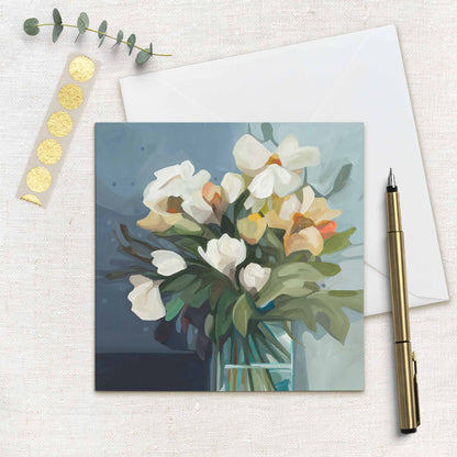 uk art cards with elegant flower painting