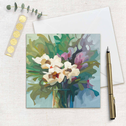 uk floral art cards with abstract flower paintings