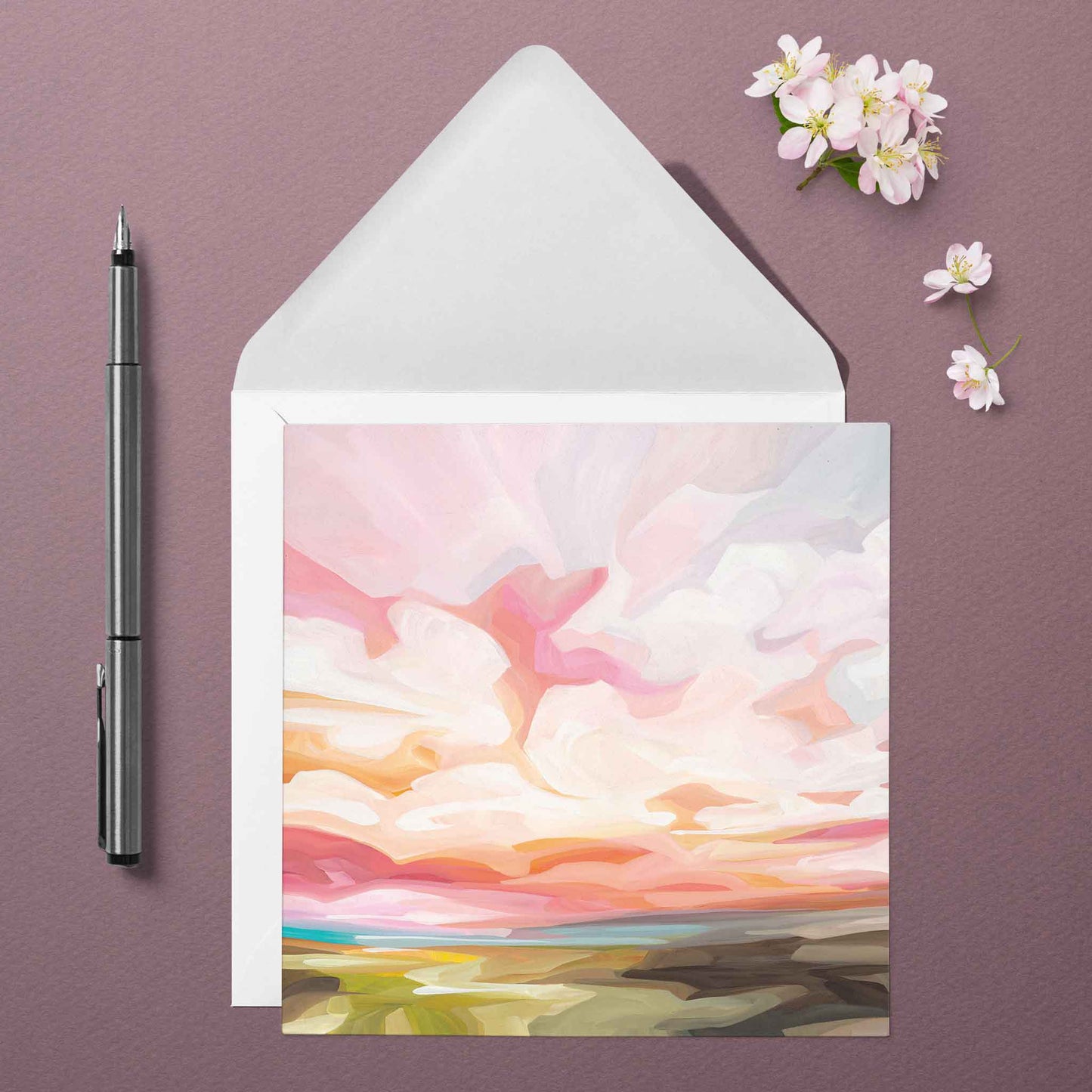 art greeting card UK pastel sky painting