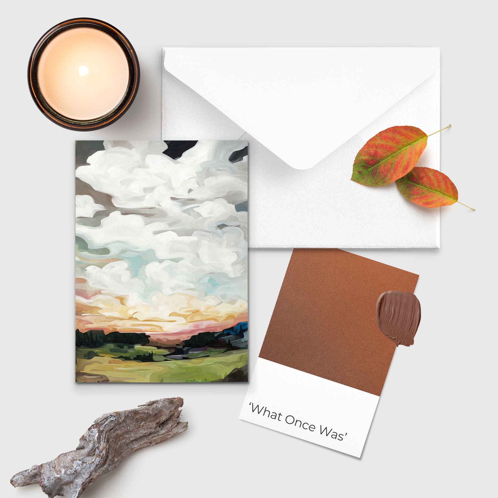art greeting cards warm autumn sunset painting