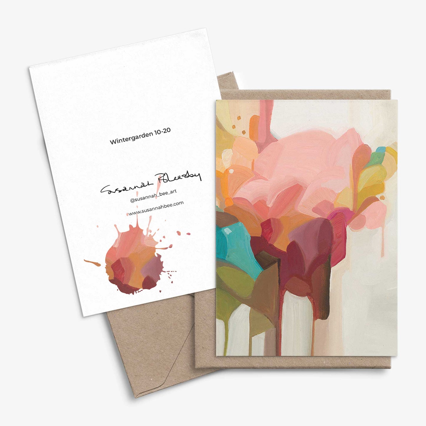 autumn flower bouquet artist cards with kraft envelopes