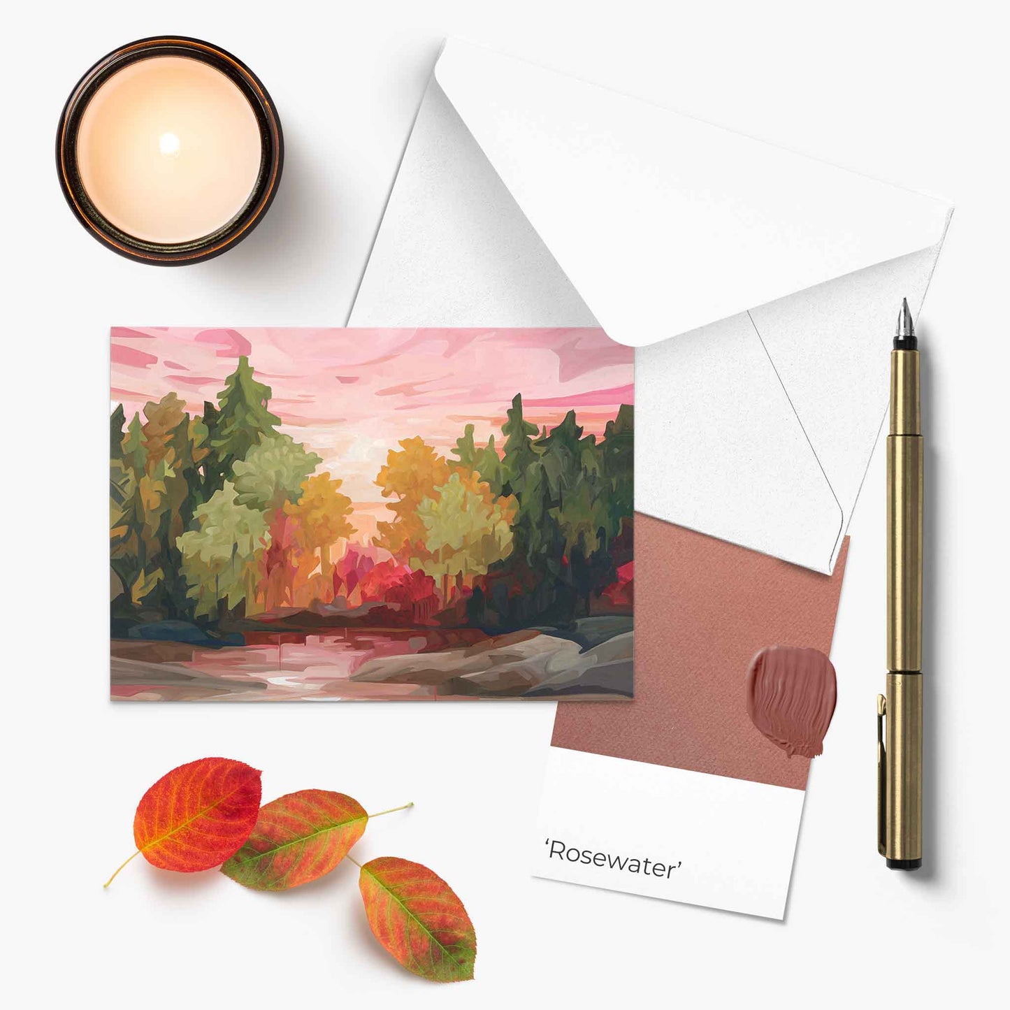 autumn forest painting art greeting card